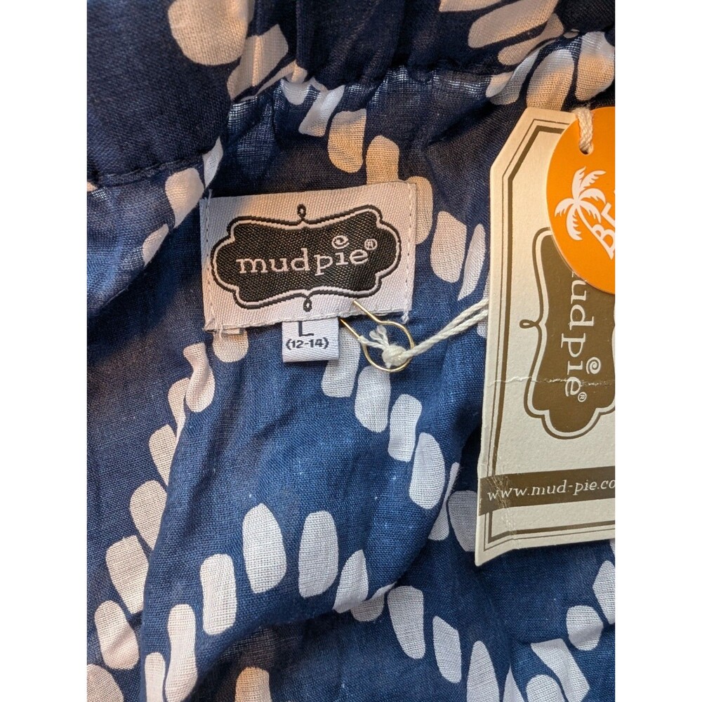 Mud Pie Navy Blue & White Cherokee ZigZag Allison Strapless Cover-Up Large New - Picture 8 of 8